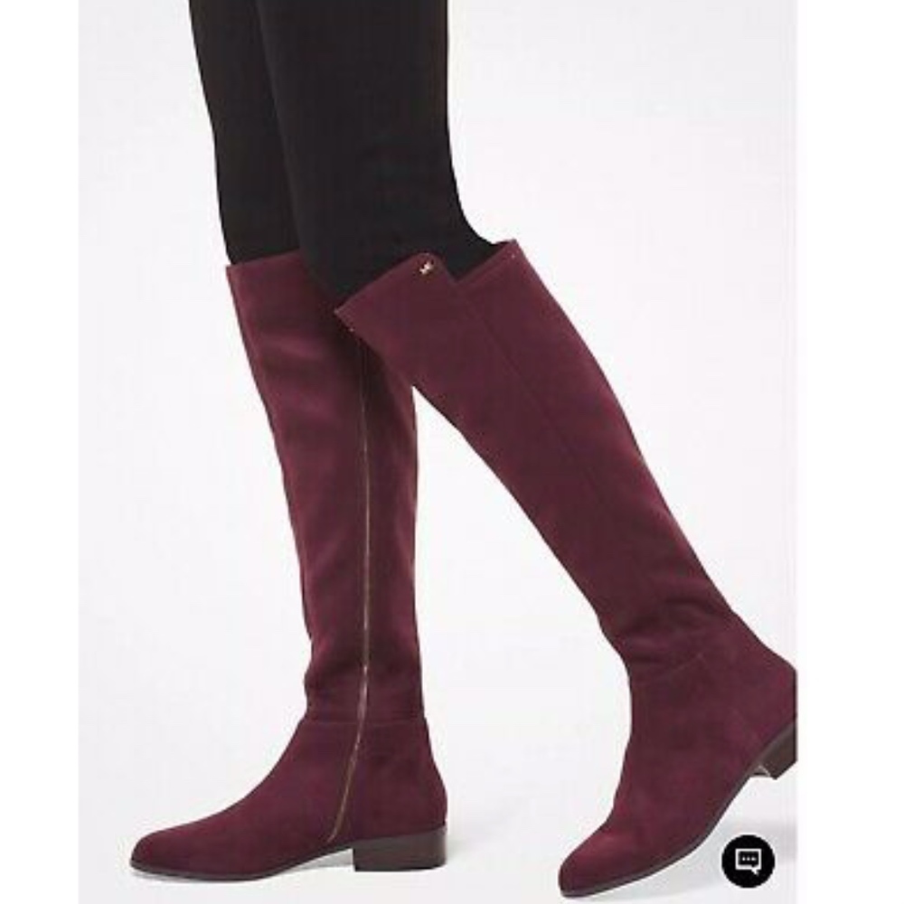 NIB Michael Kors Bromley Flat Damson Suede Boots